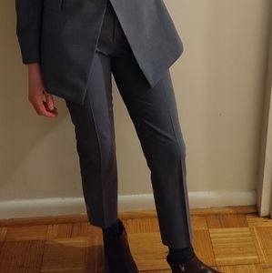 Theory Gray Slim Cropped Wool Pants